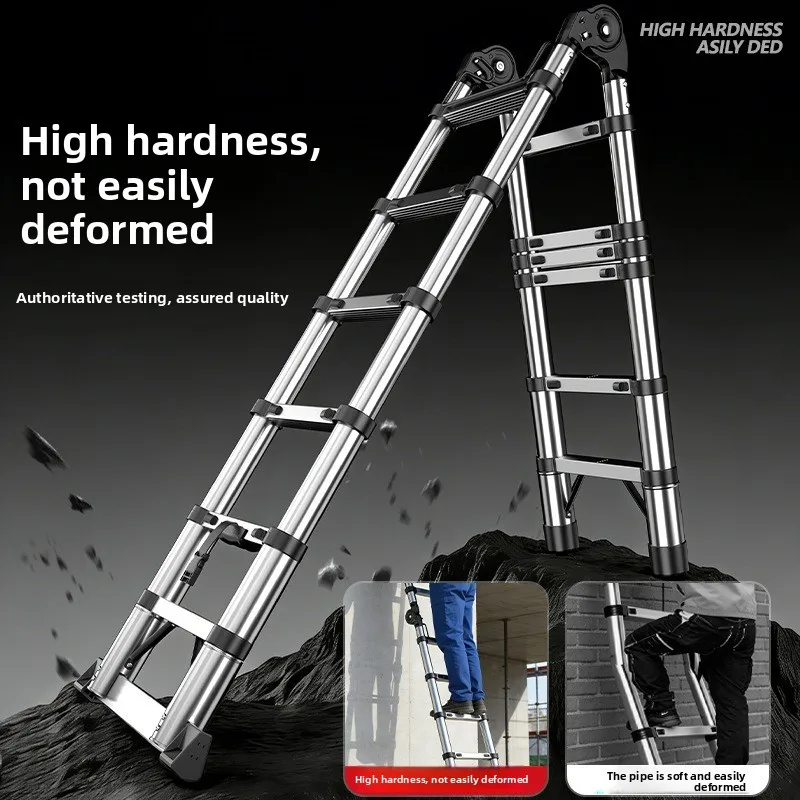 Delixi Electric Extendable A Frame Ladder Household Foldable Thickened Engineering Multifunctional Portable Ladder Telescoping