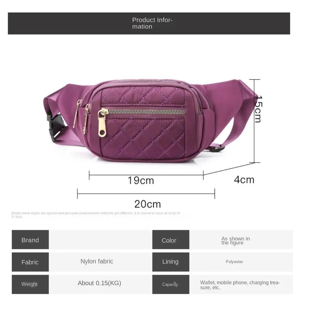 Women\'s Plaid Waist Bag Fashionable Fanny Bag Banana Hip Bag Oxford Waterproof Belt Bag Designer Crossbody Chest Bag