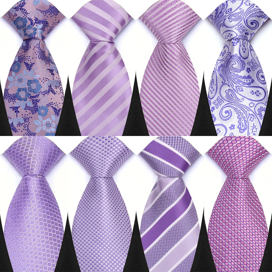 Luxus 8CM Herren Krawatte Licht Lila Farbe Streifen Floral Krawatten Für Mann Bräutigam Jacquard Gewebt Krawatte Für Business hochzeit Party