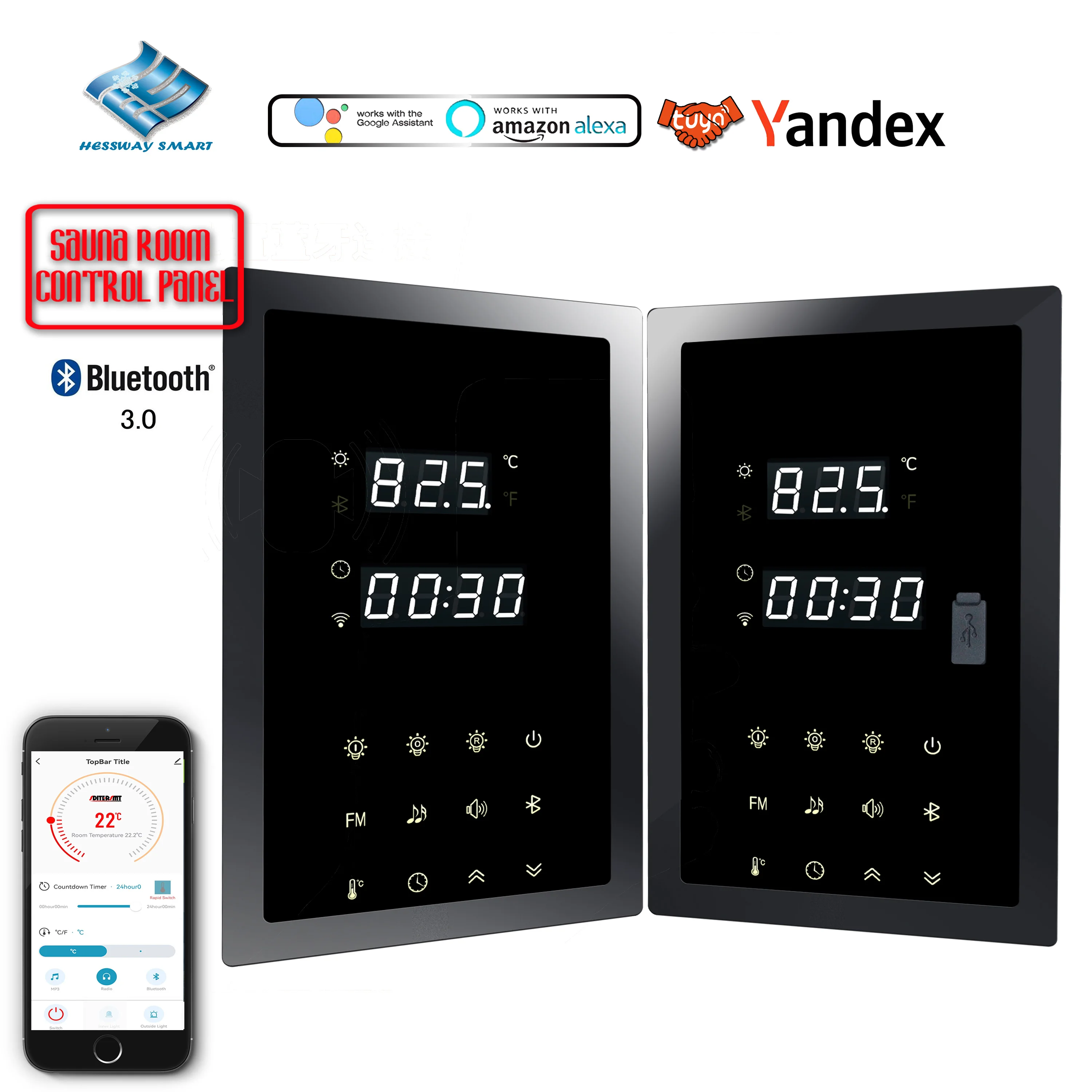 Imagem -02 - Módulo de Controle Remoto da Sauna de Wifi do App com Multi-função Mp3 fm Bluetooth Interior Exterior Interruptor de Luz Ventilador ux Eletroterapia