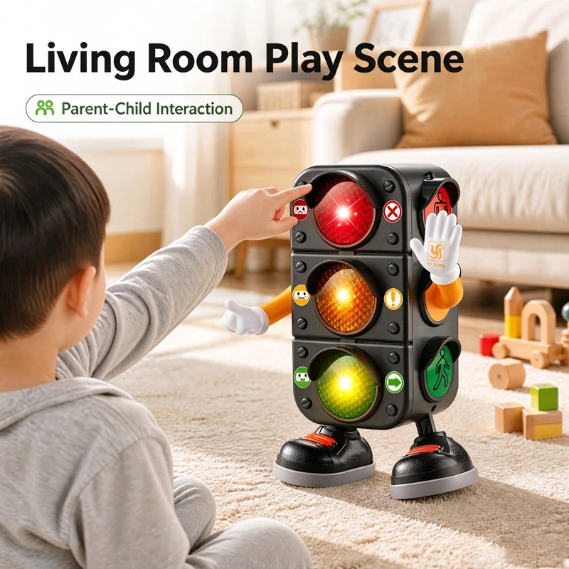 Kids Traffic Light Toy Sound & Light with Voice Traffic Signal Model Educational Road Sign Teaching Toy Kids Early Learning Gift