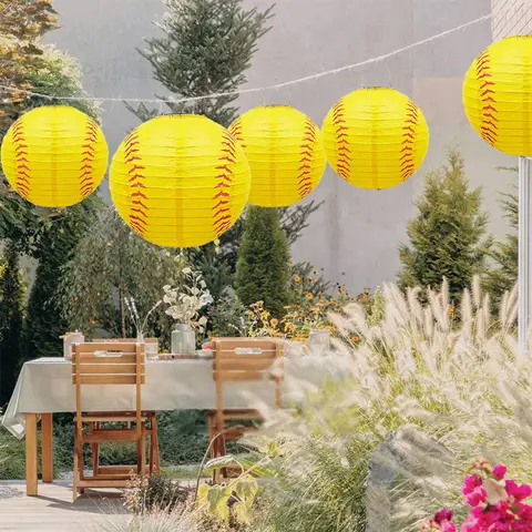 20cm Paper Lanterns Ball Baseball/basketball/soccer Shape Lightweight Festive Atmosphere for Wedding Holiday Party Hanging Decor