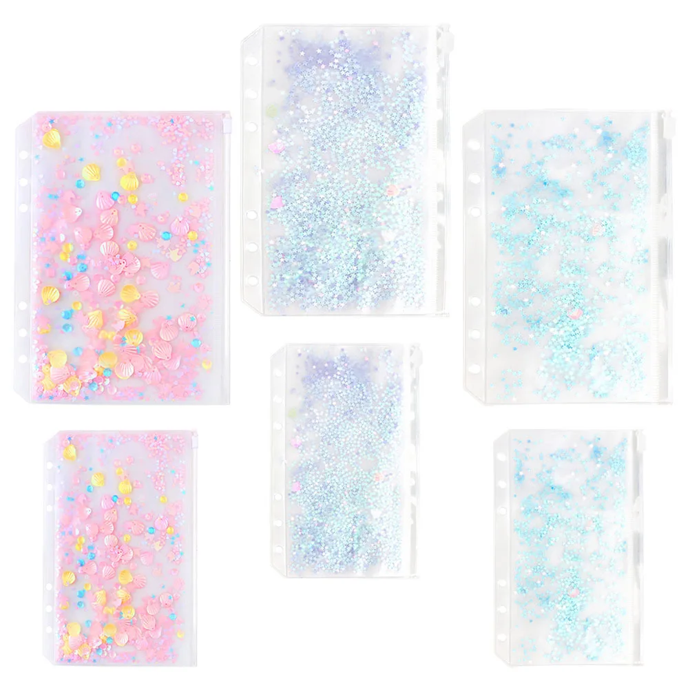 

6Pcs Binder Zipper Pouches Transparent PVC Storage Bags Extra Thick Ticket Organizer Document Filing Bag Business Card Case