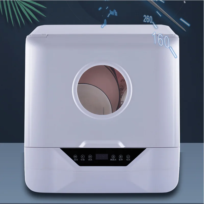 Countertop Automatic Dishwasher, 110V/220V Optional Plug, Mini Portable Dish Washing Machine for Home
