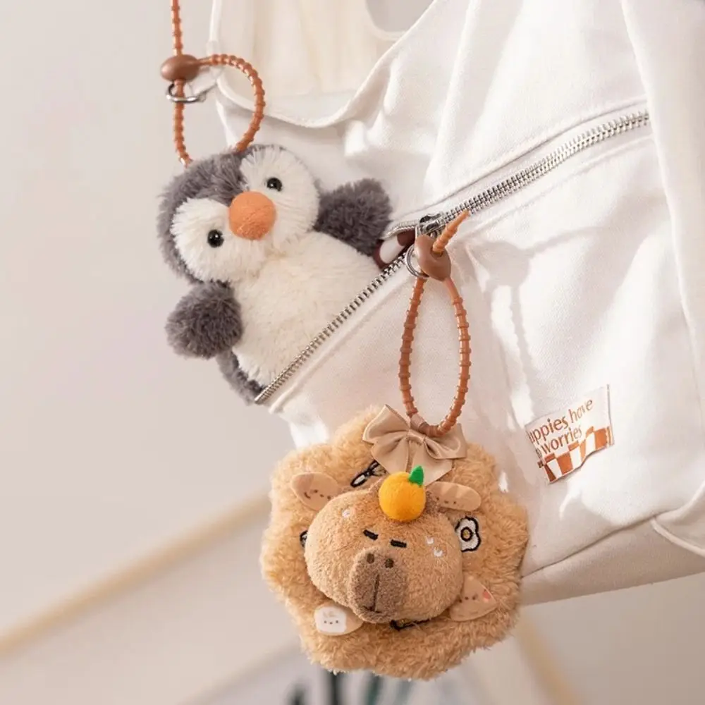 Soft Capybara Wreath Plush Keychain Creative Funny Capibara Bag Pendant Keyring Cute Capybara Plush Doll Bag Hanging