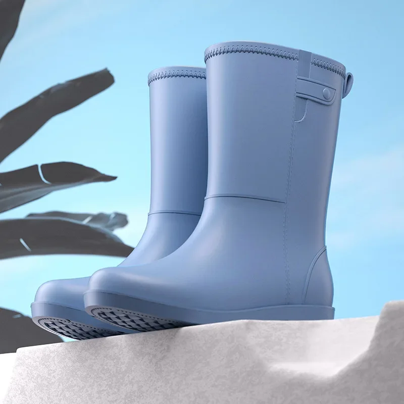 

Women's Rain Boots Fashion Mid-Calf Rubber Boots Outdoor Fishing Rubber Galoshes Waterproof Garden Work Shoes Botas Lluvia Mujer