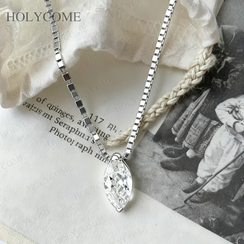 

Marquise Shape 1C-3CT Custom Necklace Moissanite Pendant Sparkling 925 Sterling Silver For Christmas Party Jewelry Gifts Charms