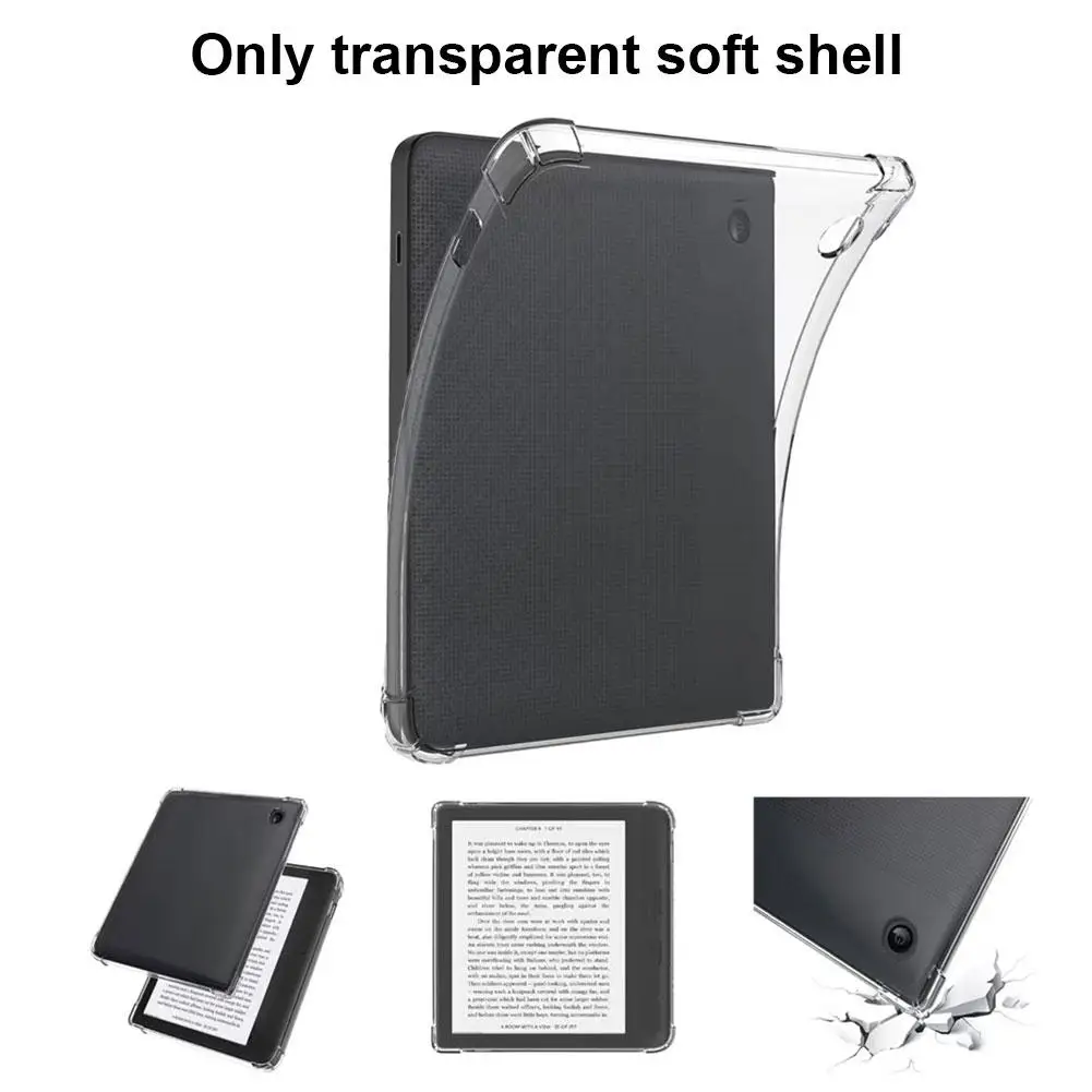 Transparent Case for Kobo Libra Colour Paperwhite TPU Back Cover Lightweight Slim Soft Clear Cover Flexible Anti-drop K5Q1