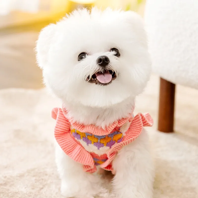 Fashion Flower Patten Dog Sweater Winter Warm Dog Knitted Clothes Cute Puppy Coatumes Soft Cat Sweater Pet Pullovers Dog Clothes