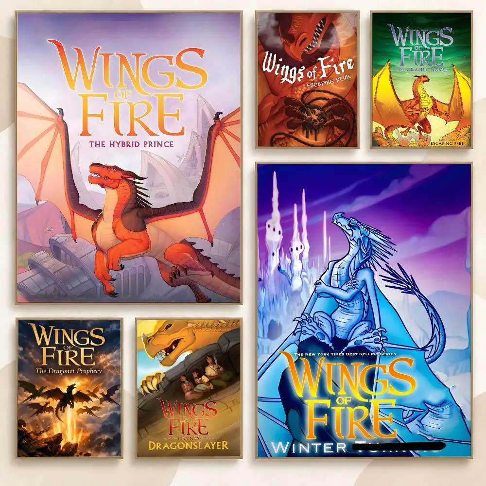 Wings of Fire Dragon Fantasy Novel Adventure Series Poster Contemporary Wall Art Print for Bedroom & Living Room, Unframed
