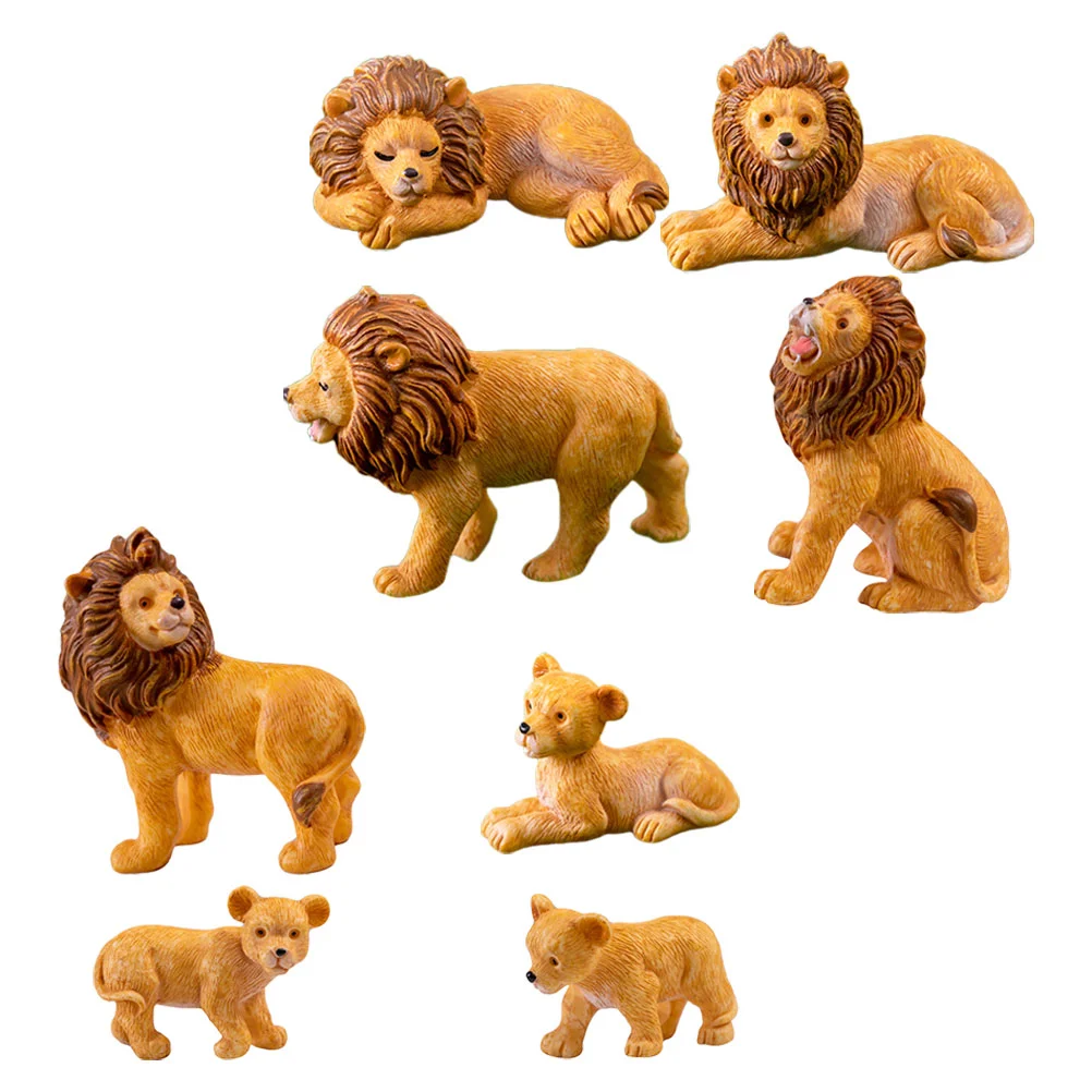 

8 Pcs Micro Landscape Lion Miniature Crafts Small Statue Resin Lawn Statues Outdoor