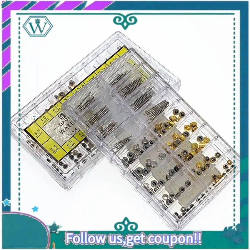 A09P 170 قطعة/صندوق ساعة تاج أجزاء استبدال متنوعة قبة شقة رئيس ساعة اكسسوارات طقم أدوات إصلاح اكسسوارات مجموعة أدوات #5