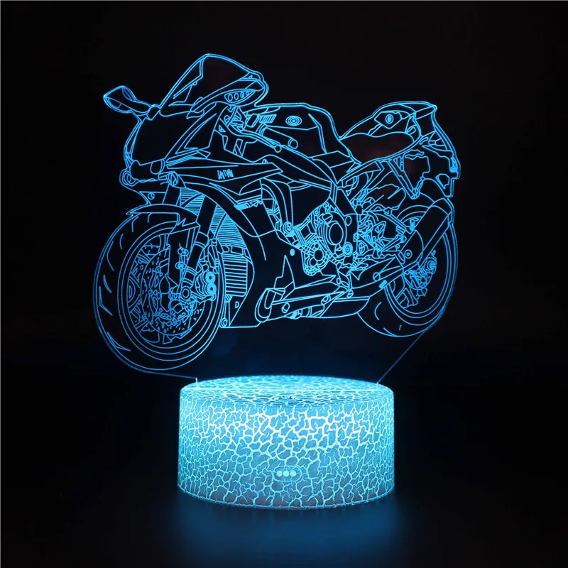 Transportation Motorcycle Anime 3D LED Nightlight Lamp Colorful Changing Night Lights Table Lamp Home Decoration Birthday Gifts