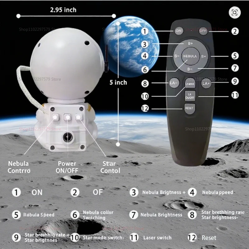 2025 Creative Astronaut Star Projection Light Colorful Starry Night Atmosphere Lamp Perfect Birthday Gift for Kids and Adults