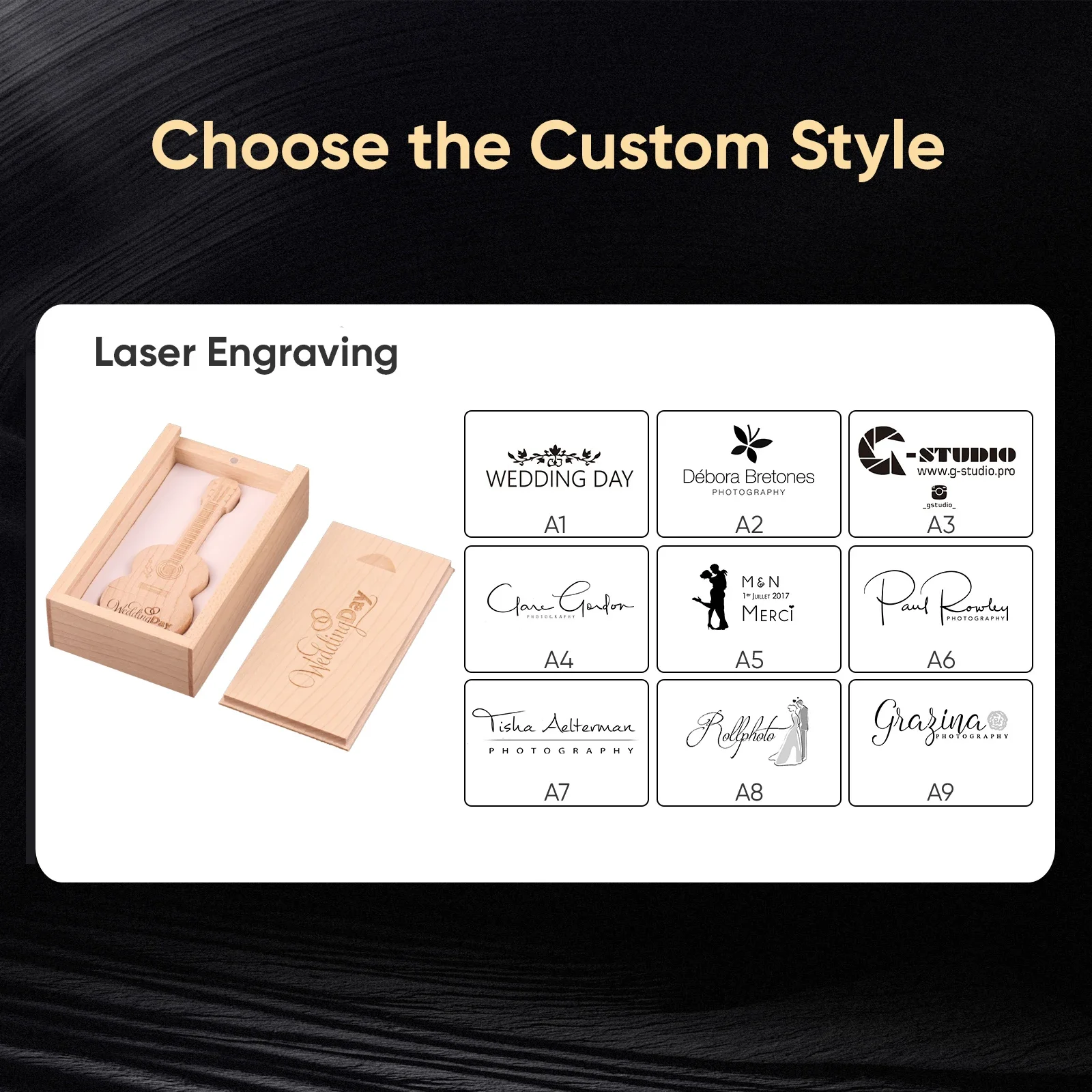 메이플 우드 기타 USB 플래시 드라이브, 무료 커스텀 로고 메모리 스틱, 사진 스튜디오 펜 드라이브, 크리에이티브 선물, 128G, 64GB, 32GB, 16GB
