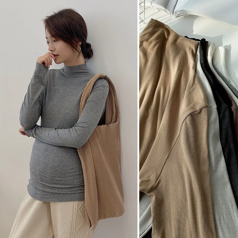 

Pregnant Women's Clothing Pregnant Women's Jacket One-character Collar Pregnant Women's Bottoming Shirt Jacket