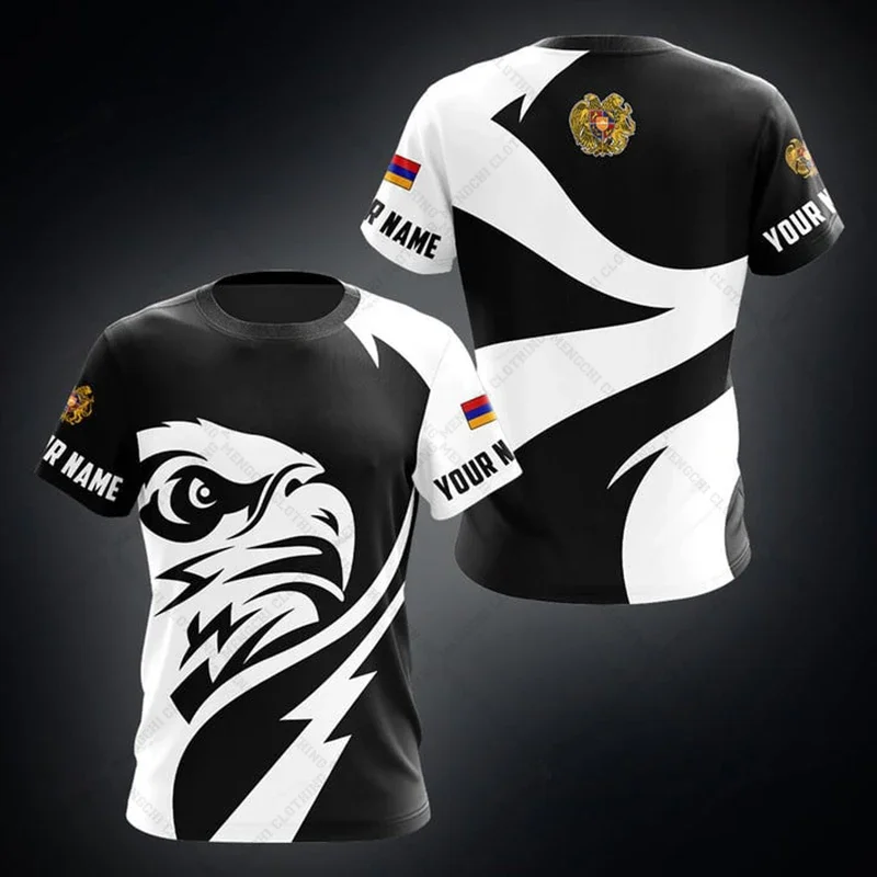 أرمينيا العلم ومعطف الأسلحة الجرافيك المحملة الصيف بلوزة كاجوال الرجال موضة فضفاضة تي شيرت الصبي المتضخم قصيرة الأكمام بلايز 6XL