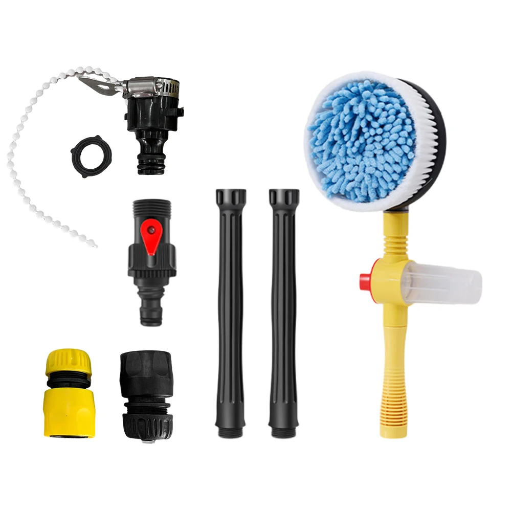 Car Cleaning Brush Long Handle Spray Foam Rotating Brush Adjustable Car Cleaning Mop 360 Degree for Vehicle Cleaning Maintenance