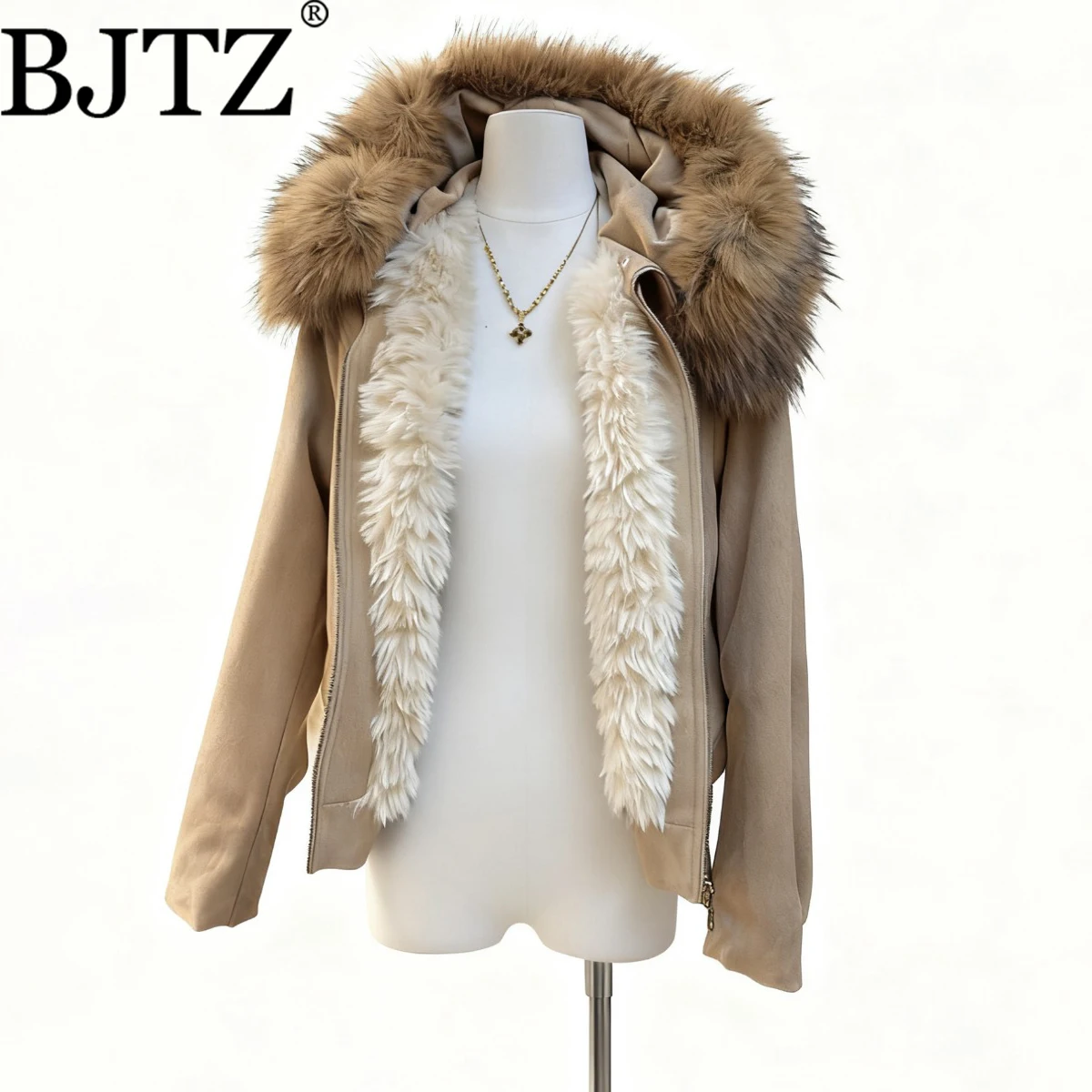 

BJTZ Women's Hooded Fleece Lined Eagle Jacket Winter Thermal Insulated Designer Premium Elegant Minimalist Casual Comfort Coat