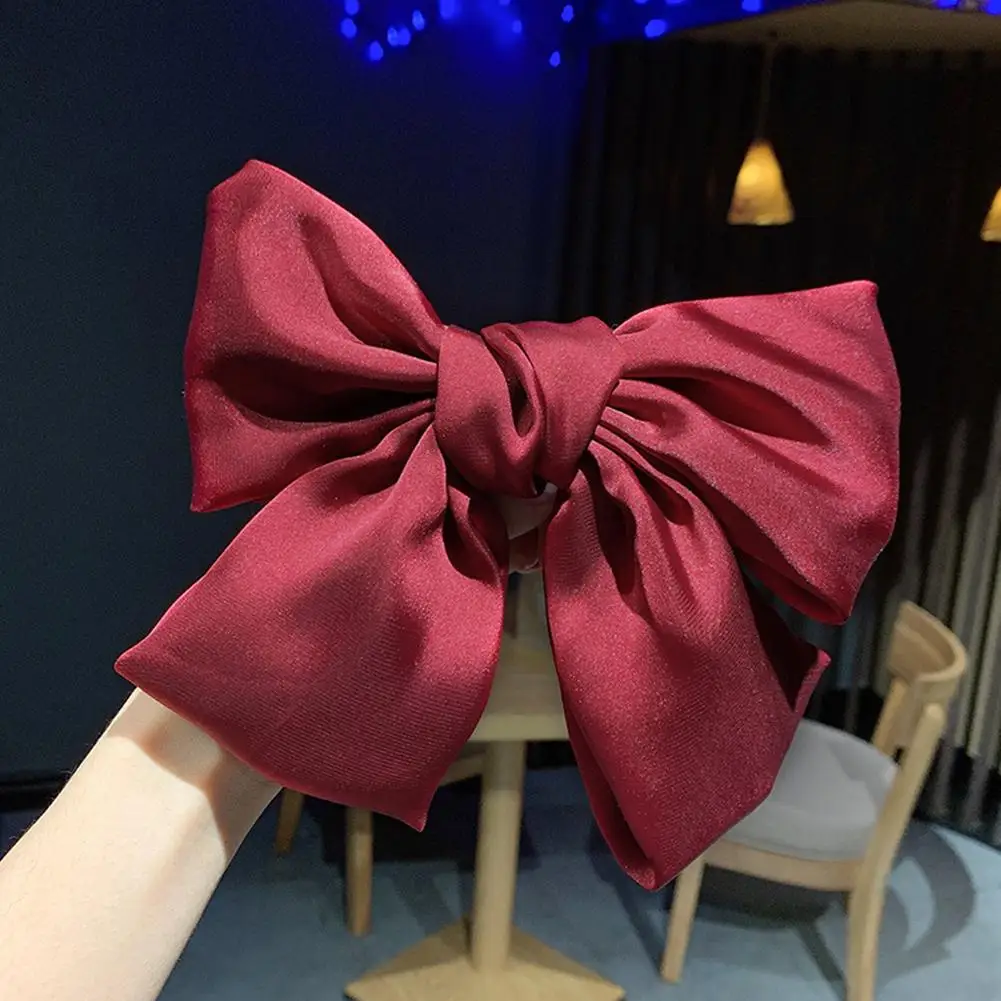 Vintage Red Big Bow Hair Clip Women's Headwear Light Luxury Elegant Butterfly Versatile Hairpin JK Lolita Party Hair Accessories