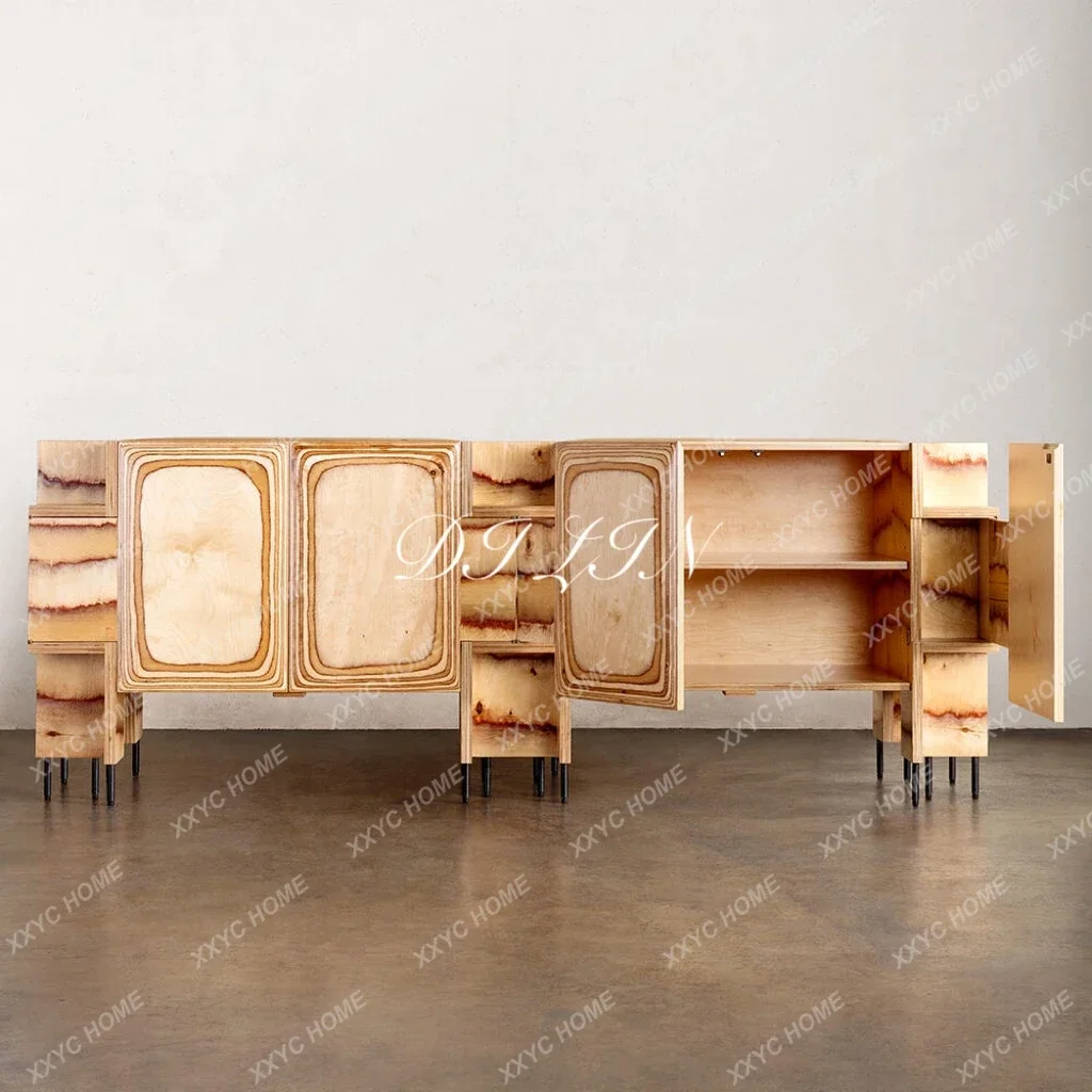 Medieval Designer Hand-painted Original Wood Grain TV Cabinet, Locker, Living Room Dining Side Cabinet