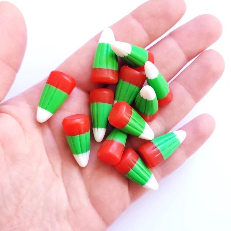 미니 송진 크리스마스 가짜 사탕 옥수수 미니어처, 홈 책상 장식, 가짜 달콤한 사탕 카보숑, DIY 공예 장식, 5 개, 10 개 