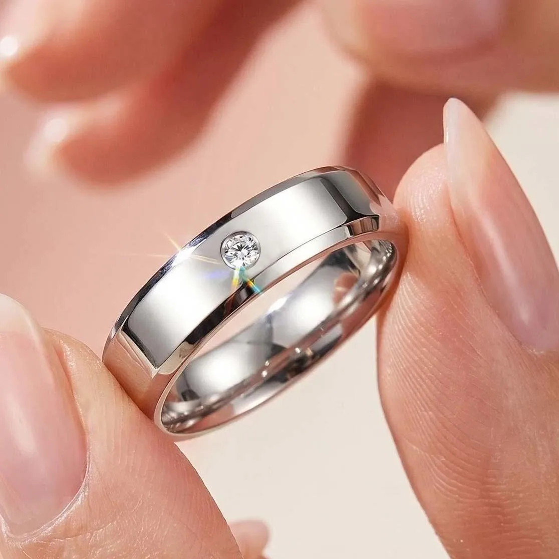 1 pcs Micro-Inlaid Zircon Ring for Couples women men Engagement and Wedding Jewelry Promise Rings