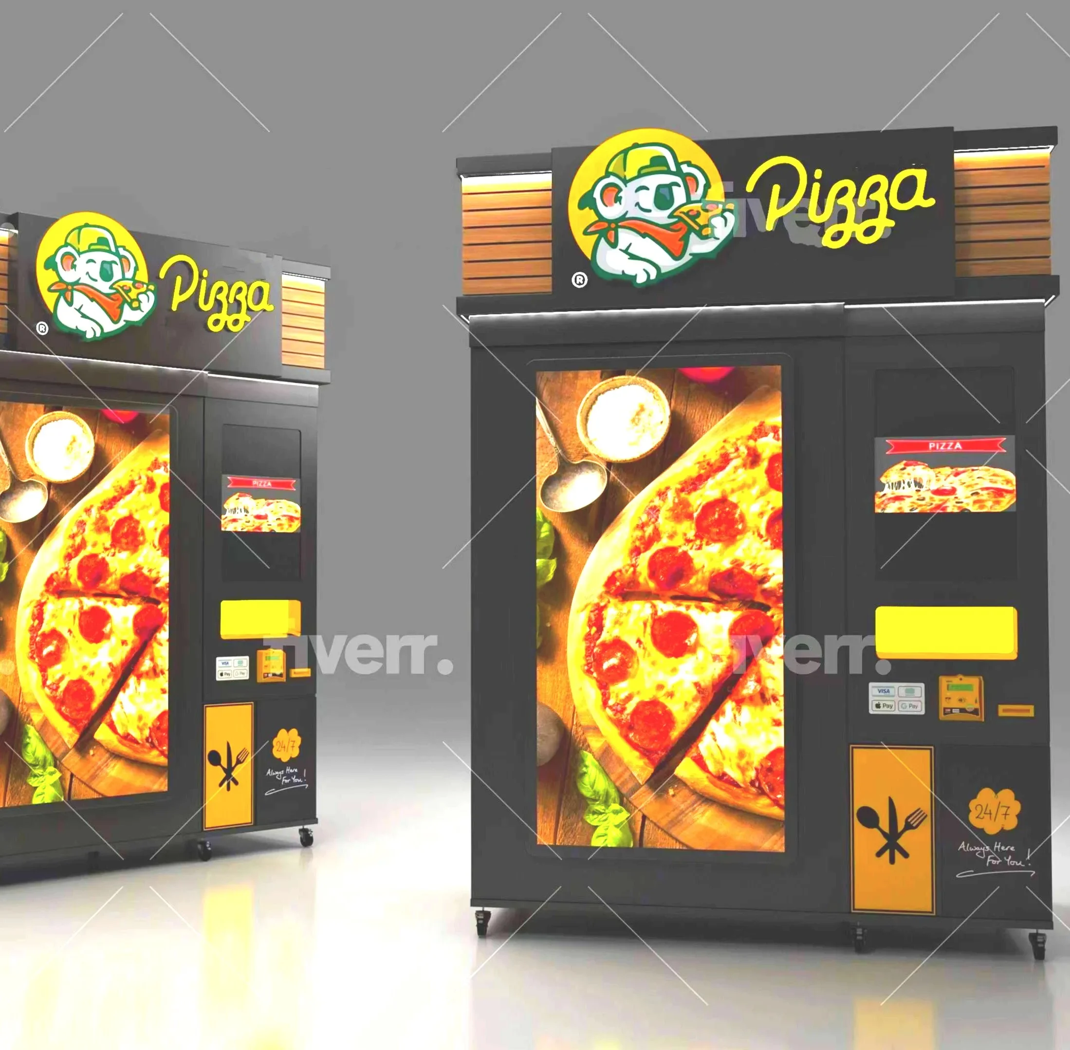 Outdoor Business Self-service Fast Food Making Machine Touch Screen Fully Automatic Pizza Vending Machines