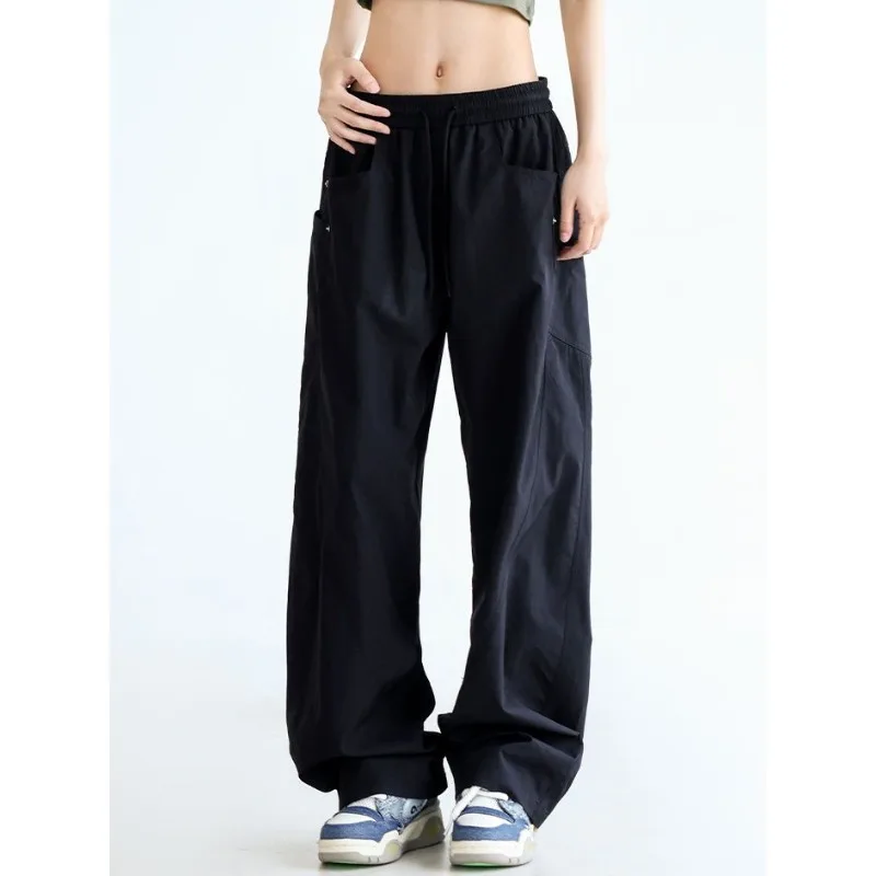 Deeptown Y2K Harajuku Oversized Women Cargo Pants Wide Leg Baggy Japanese Fashion Trousers Streetwear Casual Hip Hop Solid Color