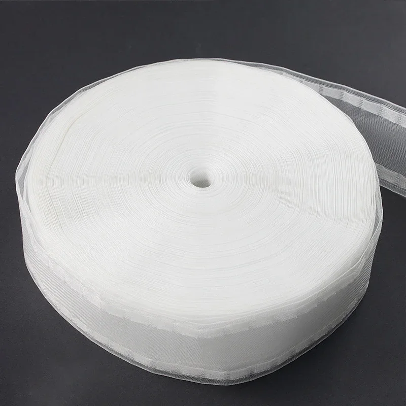 10m/20m Curtain Heading Tape Nylon Transparent Lining Tape Home DIY Sewing Window Hook Curtains Accessories Pinch Pleat Tape