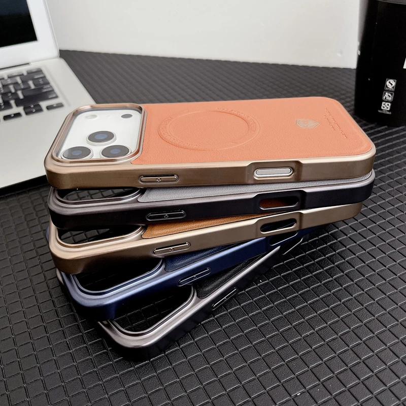 

Для iPhone 17 Pro Max, чехол 17 Pro, высококачественная магнитная кожа + ТПУ + чехол для беспроводной зарядки ПК с мягкой подкладкой из волокна