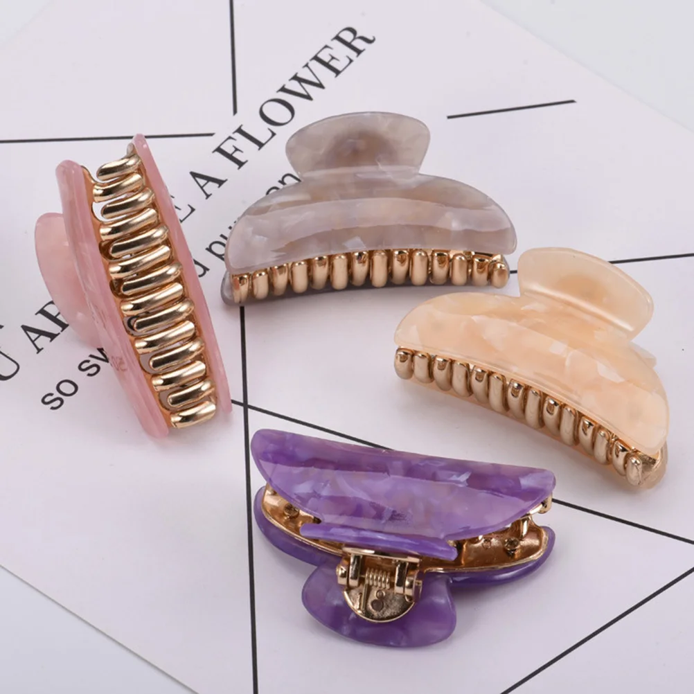 

4Pcs Hair Clips for Girls Women Elegant Acrylic Claw Clip Strong Hold Shower Bath Daily Wear Hair Accessory Mixed