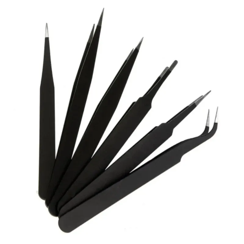 Stainless Steel Curved Straight Black Tweezer Nail Art Rhinestones Nipper Picking Tool Sequins Beads Making Tool Hand Tool Set view 6