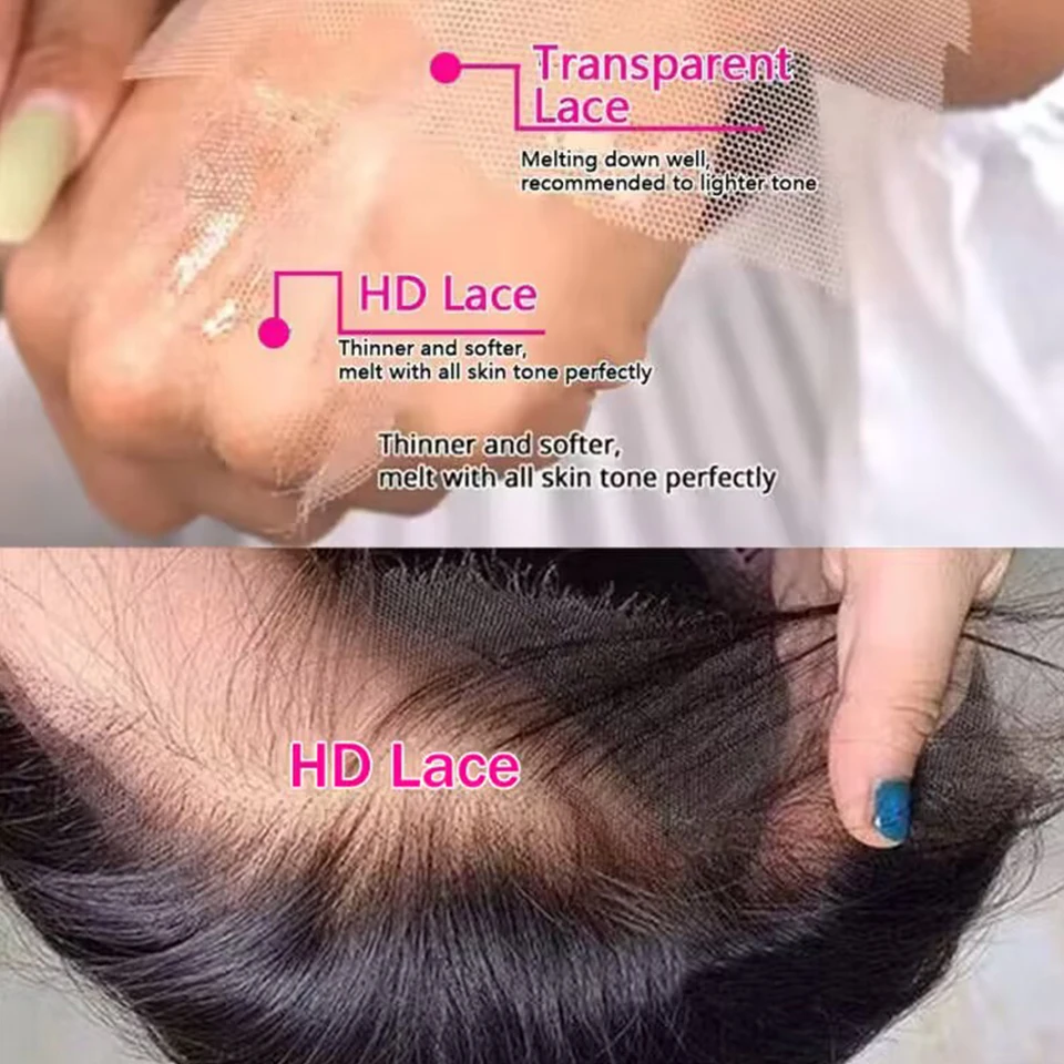 Peluca de cabello humano para mujer, postizo de encaje frontal HD 13x4, nudos blanqueados, predesplumada, cierre de encaje 5x5, 100%