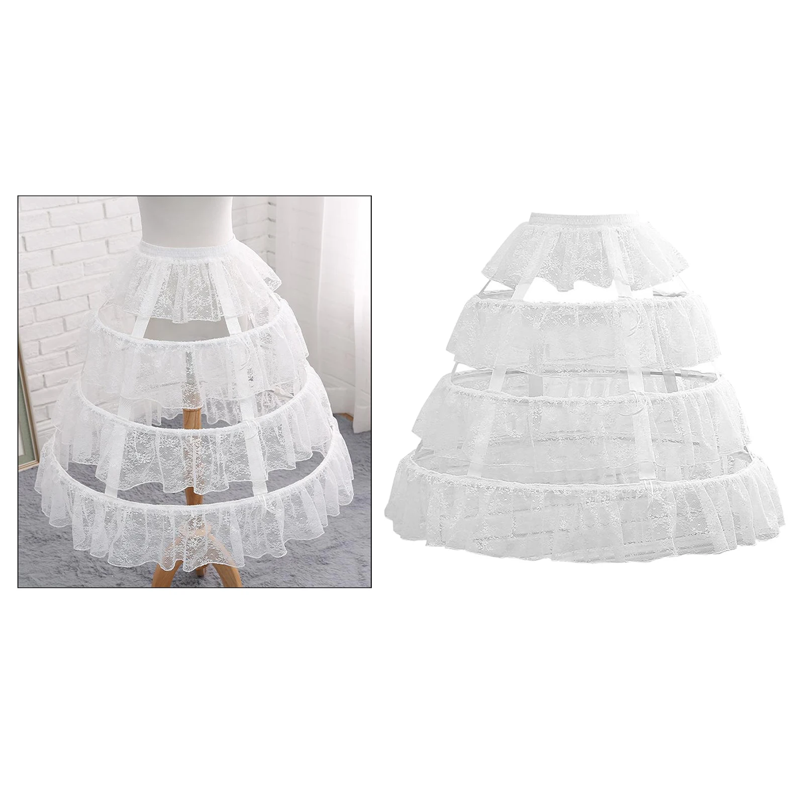 

Women's 3 Hoops Pannier Petticoat Crinoline Underskirt Cage Skirt Bustle Cages Hoop Skirt