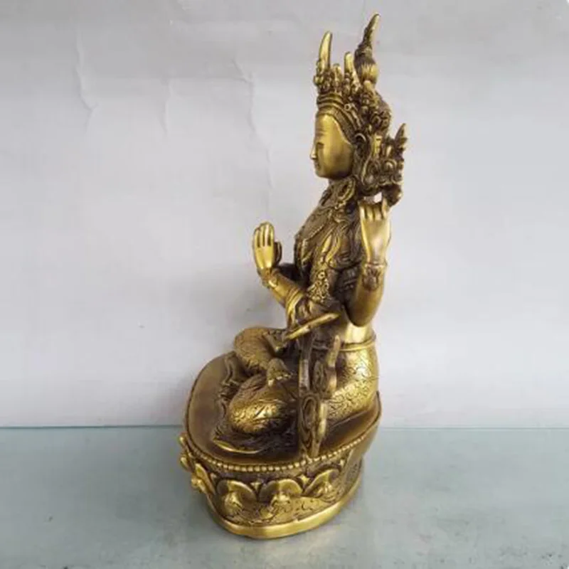 Brass green Tara Buddha statue Bronze green Tara Tantric Guanyin Bodhisattva offering household ornaments