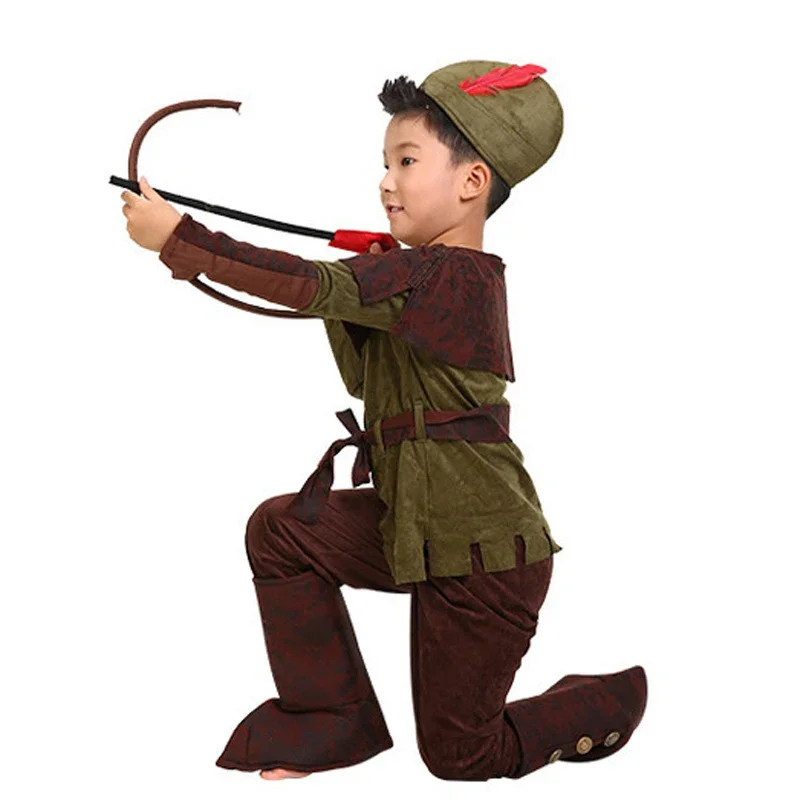 New Children's Hunter Costume Halloween Archer Cos Costume Fairy Tale Kindergarten Activity Party Performance Costume