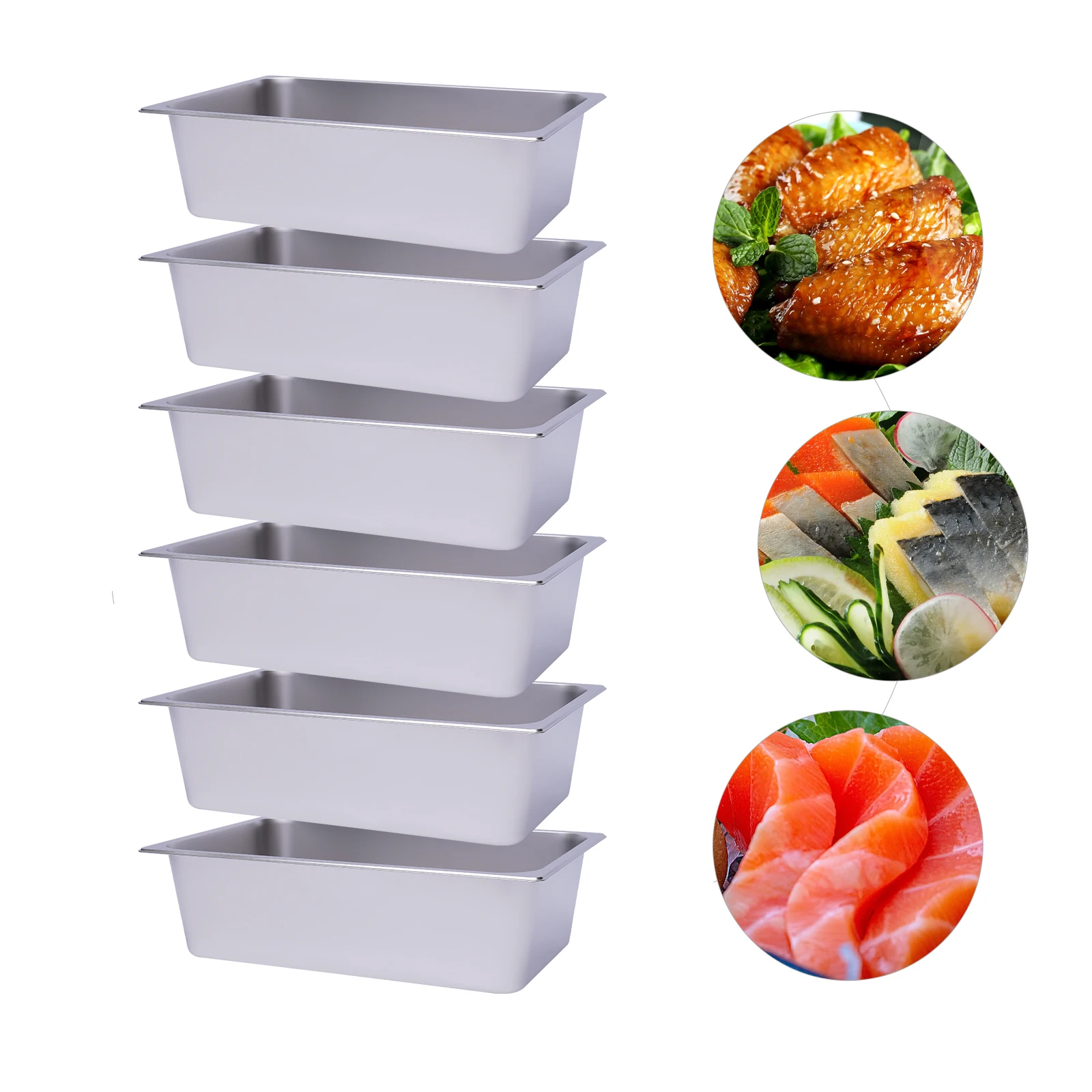 Full Size Steam Table Pans, 6-Pack 6 Inch Deep Restaurant Steam Table Pans Commercial, Hotel Pan Made of 201 Stainless Steel