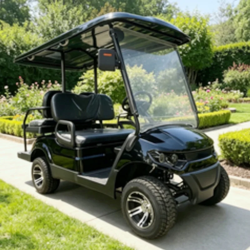 Street Legal Electric Golf Cart 72V Club Utility Vehicle 4KW Motor With 12-Inch Off-Road Tires Side Mirror With Turning Light
