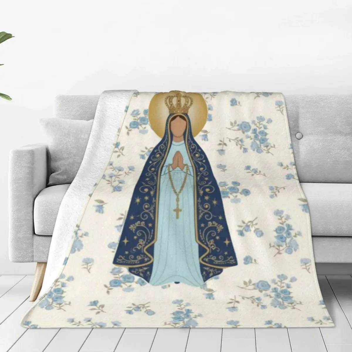 Custom Virgin Mary Blanket Warm Fleece Soft Flannel Throw Blankets for Bedding Couch Outdoor Spring