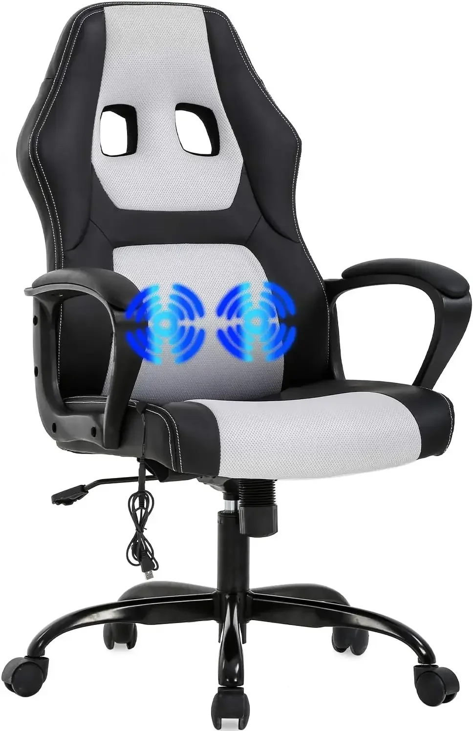 Möbelzubehör, Gaming-Stuhl, Bürostuhl, Schreibtischstuhl, Massage, ergonomisches PU-Leder, Racing, mit Lordosenstütze, Kopfstütze, Ar