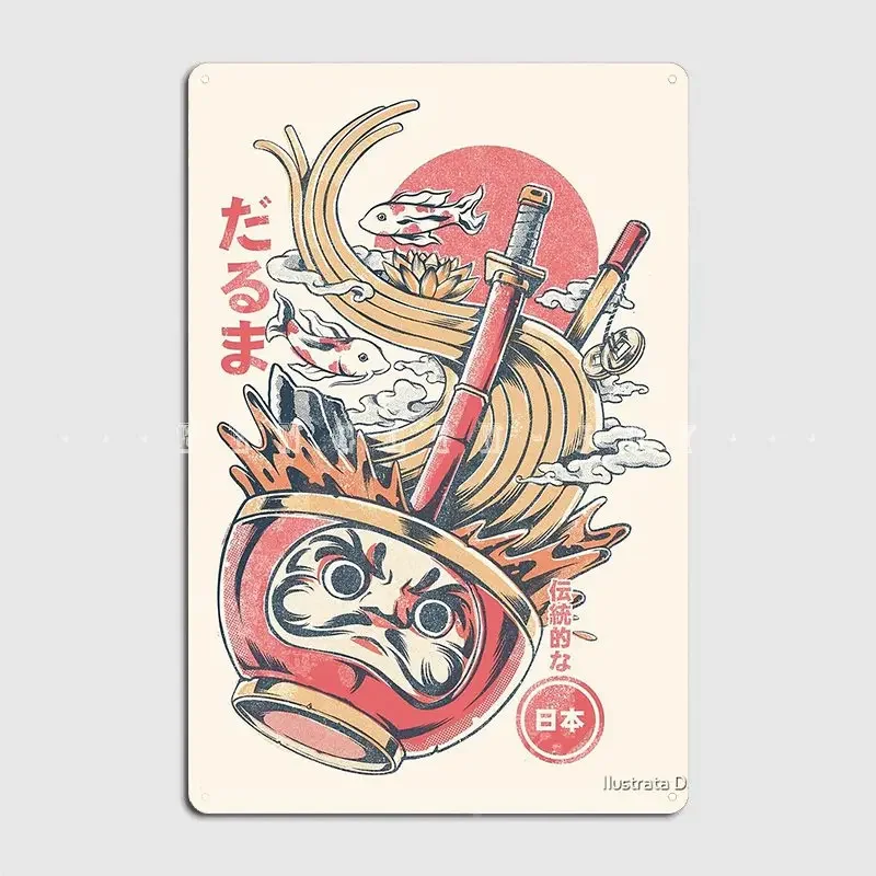 Póster blanco de Daruma Ramen, placa de Metal para pared, cueva, Club, Bar, crear placas, cartel de estaño