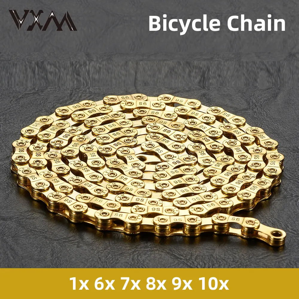 Gold Bicycle Chain 1/6/7/8/9/10 Speed Magic Buckle Road Bike and MTB 116L