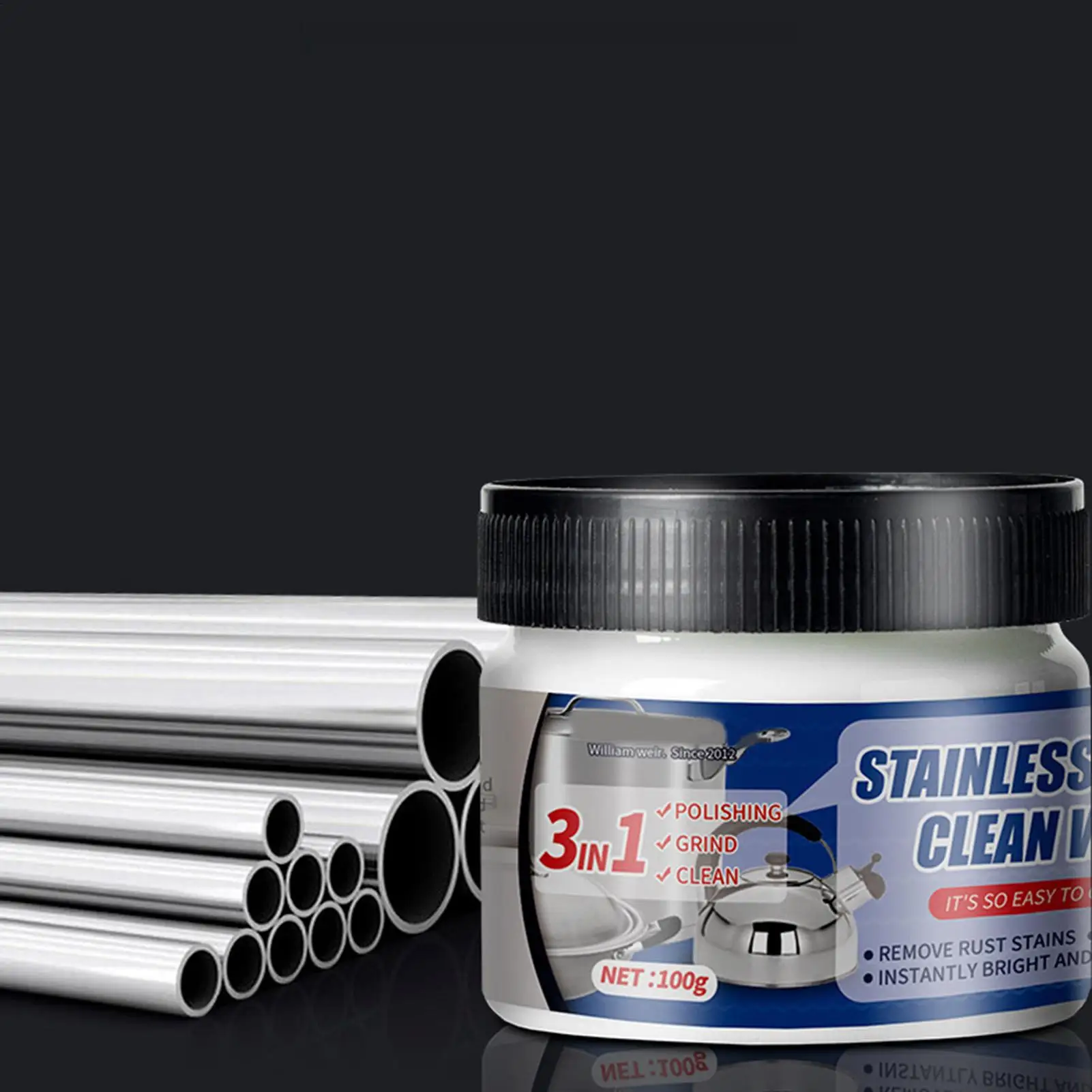 100 g Metallpolierpaste, Edelstahlreiniger für Geräte, Edelstahl-Kratzerentferner, Poliercreme