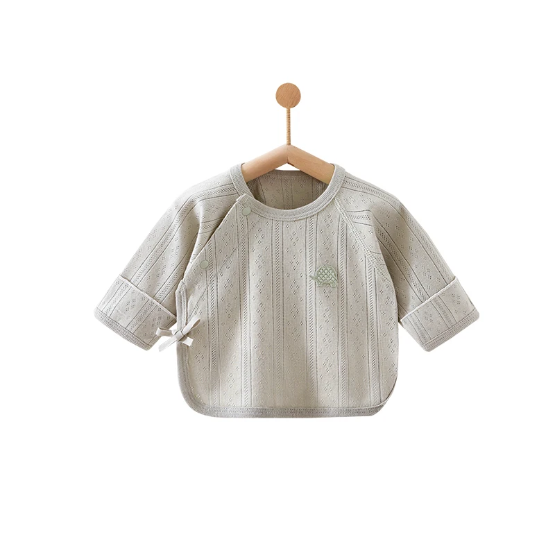 Baby Half-Back Shirt, Summer Pure Cotton Seamless Newborn Clothing, Newborn Kimono Top, Jacquard Full-Month Outfit