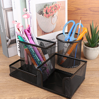 Desk Stationery Organizer Creative Metal Pen Holder Pencil File Storage Rack Storage Box Office Accessories Desktop Ornament