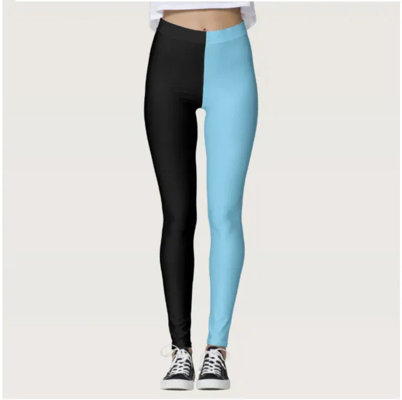 Color-matching printed stretch slim-fit elastic waist casual leggings for women every day