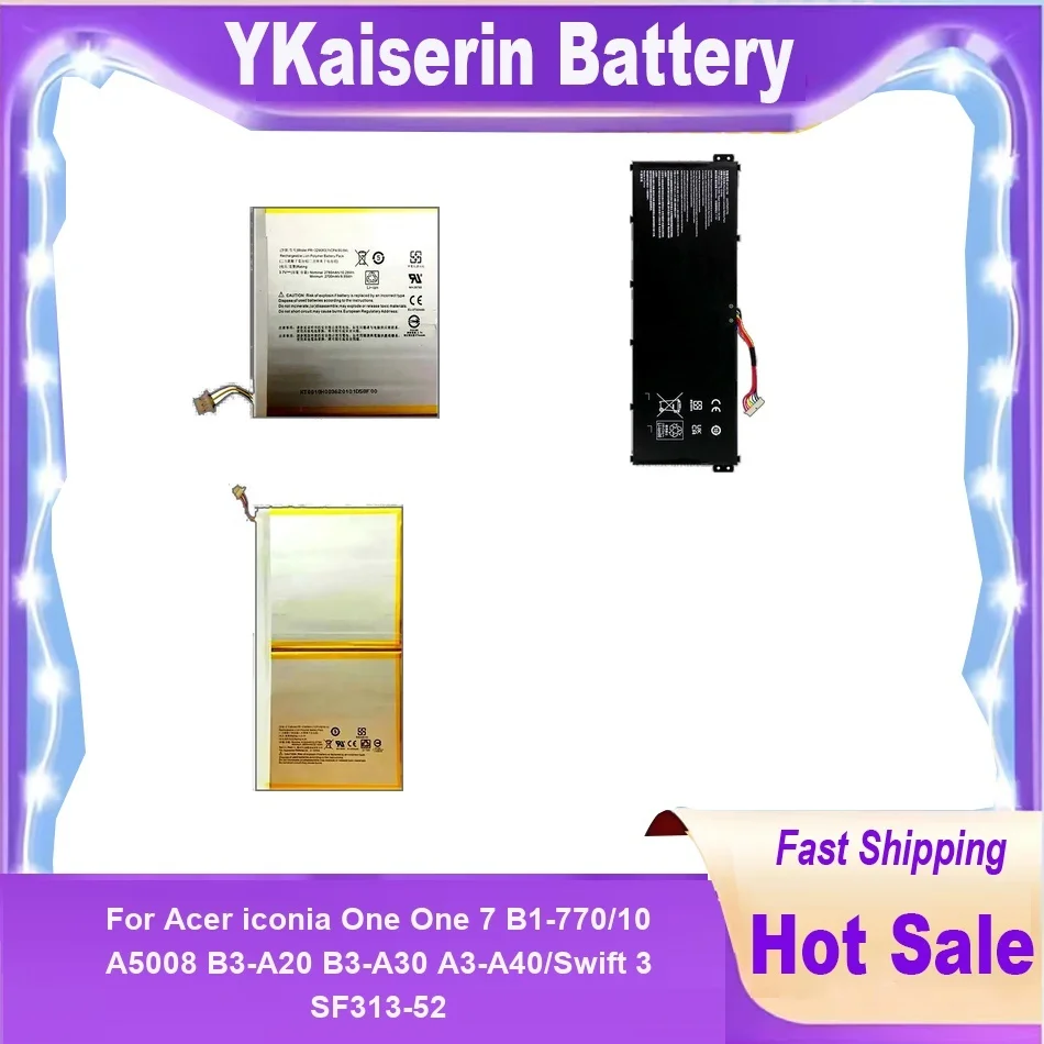 Laptop Battery For Acer Iconia One 7 B1-770 /10 A5008 B3-A20 B3-A30 A3-A40/For Swift 3 SF313-52 SF313-52G Batteries+ NO
