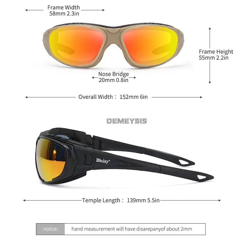 Tactical Glasses Outdoor Safety Polarized Sunglasses UV Protection for Hunting Biking Cycling Hiking Motorcycle Safety Eyewear