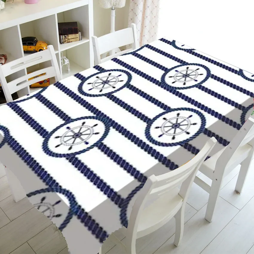 

Blue And White Stripes Luxury Kitchen Wedding Decoration Coffee Table Tablecloth Waterproof Tablecloth Nappe De Table